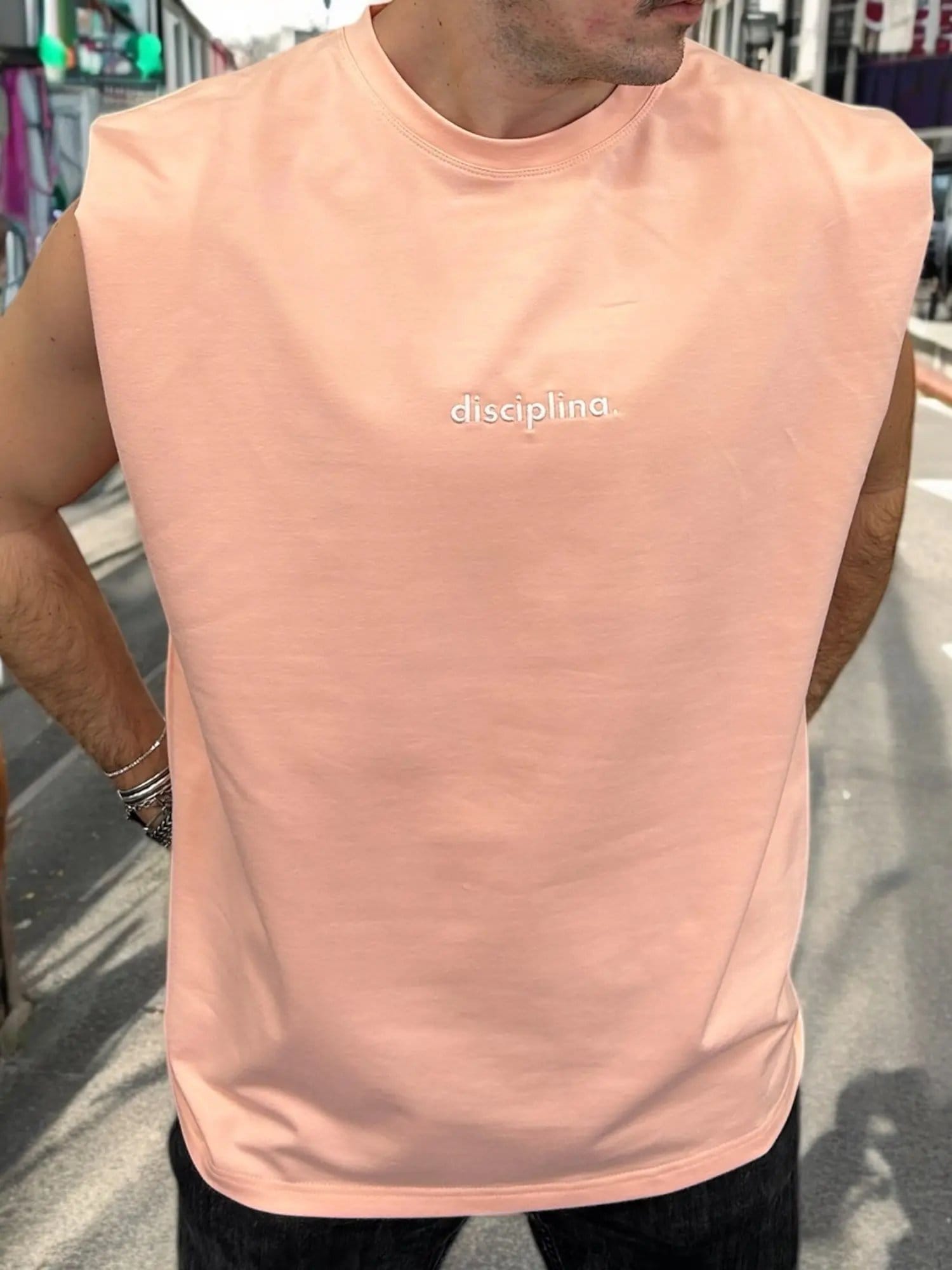 T SHIRT POWER SHOULDER TANK - Peach image 1